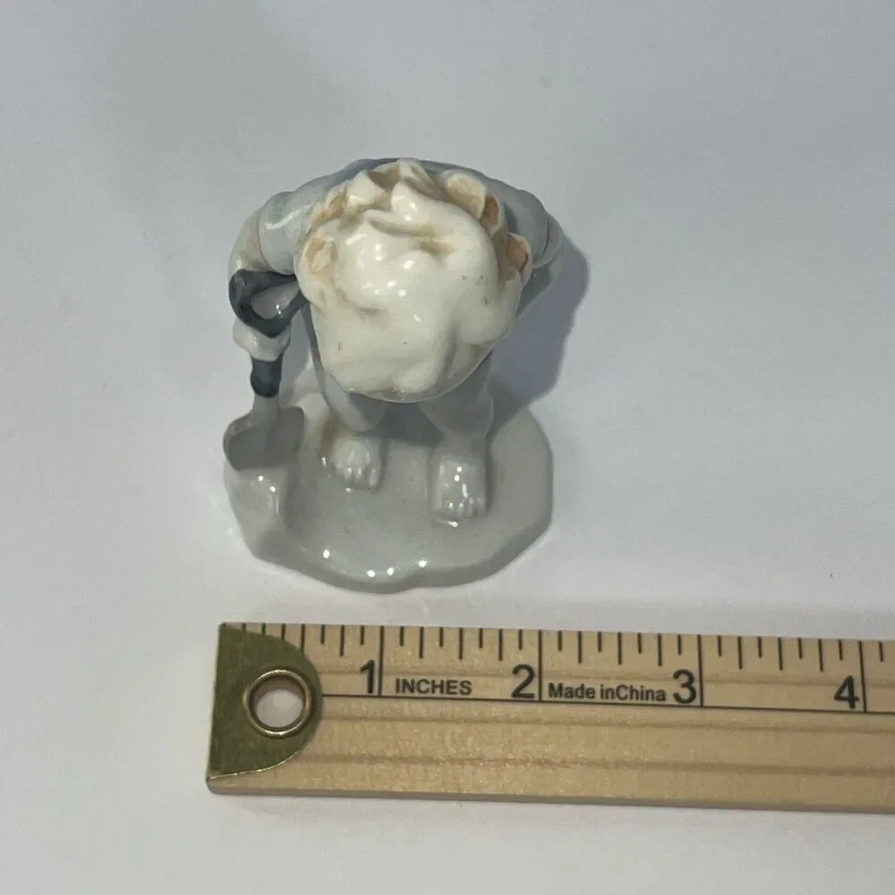 Vintage Porcelain Little Boy With Shovel Overalls Knickknack Made In Japan